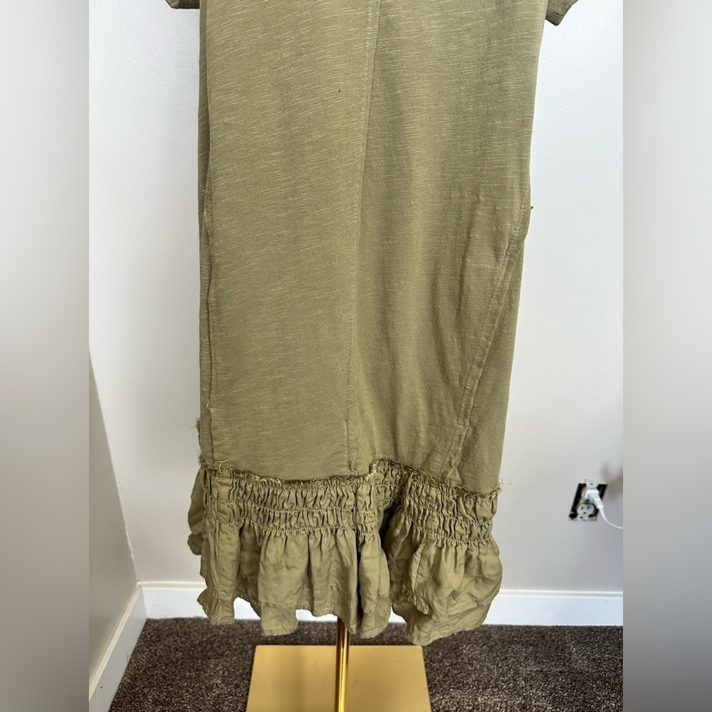Daily Practice by Anthropologie Solana Ruffled Tunic Dress Olive Small - Picture 2 of 6